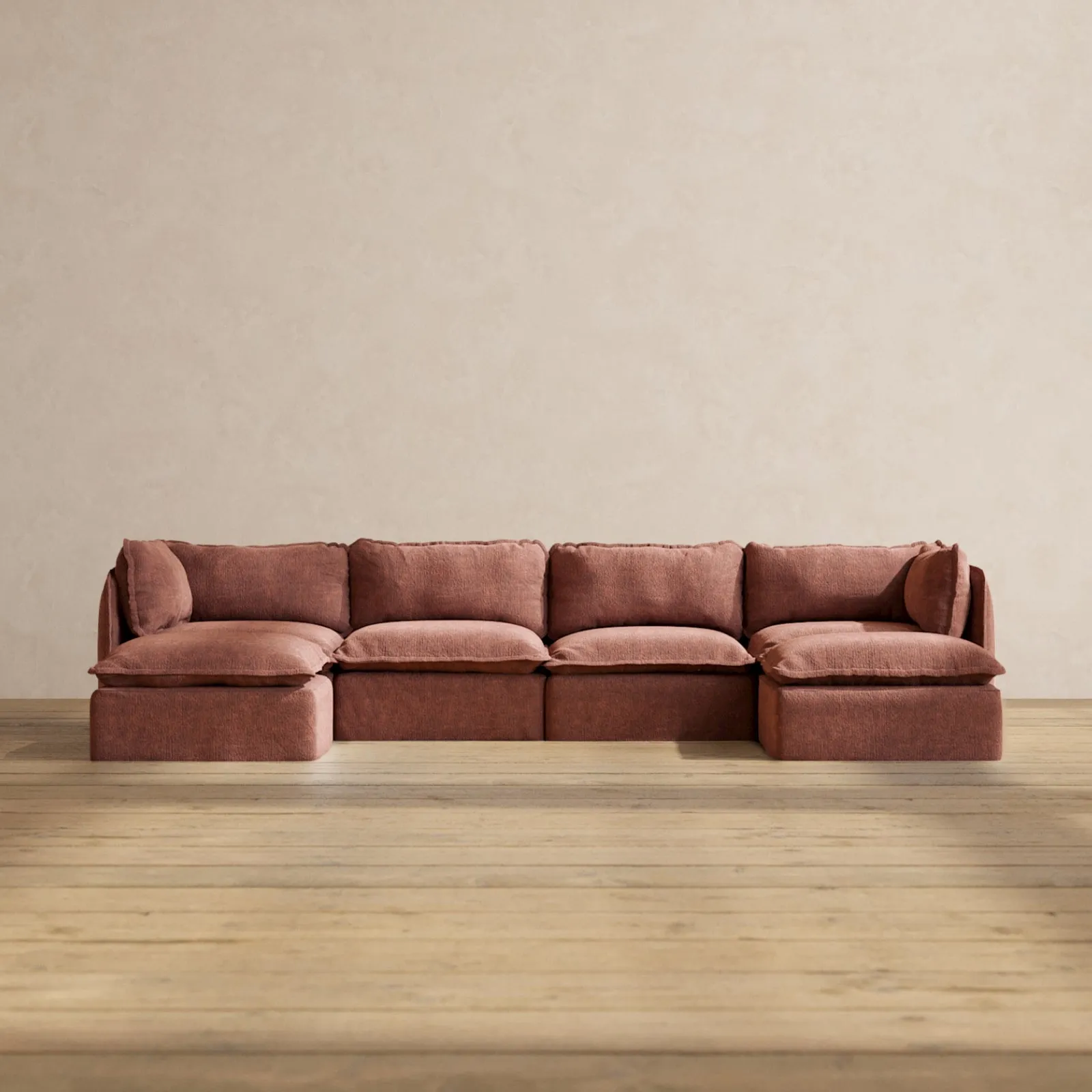Modular Performance 4-Seater U-Sectional in Chestnut | Deluxe Blend