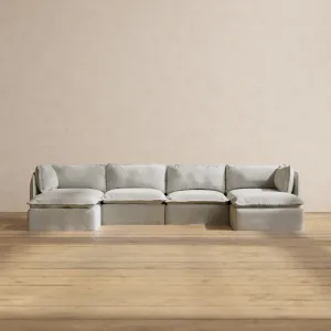 Modular Performance 4-Seater U-Sectional in Cloud | Deluxe Blend