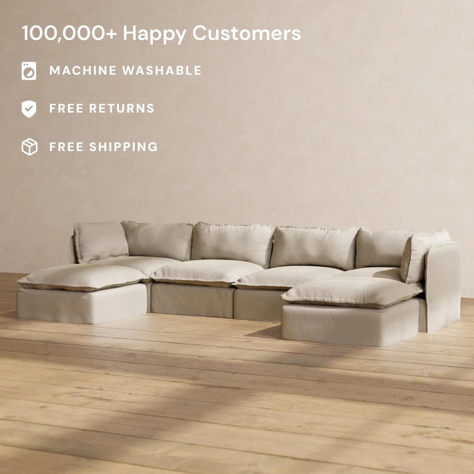 Modular Performance 4-Seater U-Sectional in Dune | Relaxed Blend