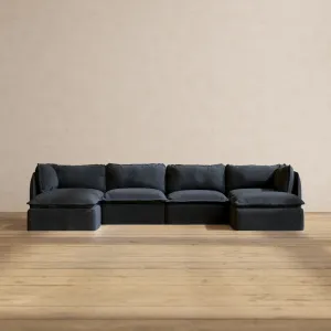 Modular Performance 4-Seater U-Sectional in Indigo | Relaxed Blend
