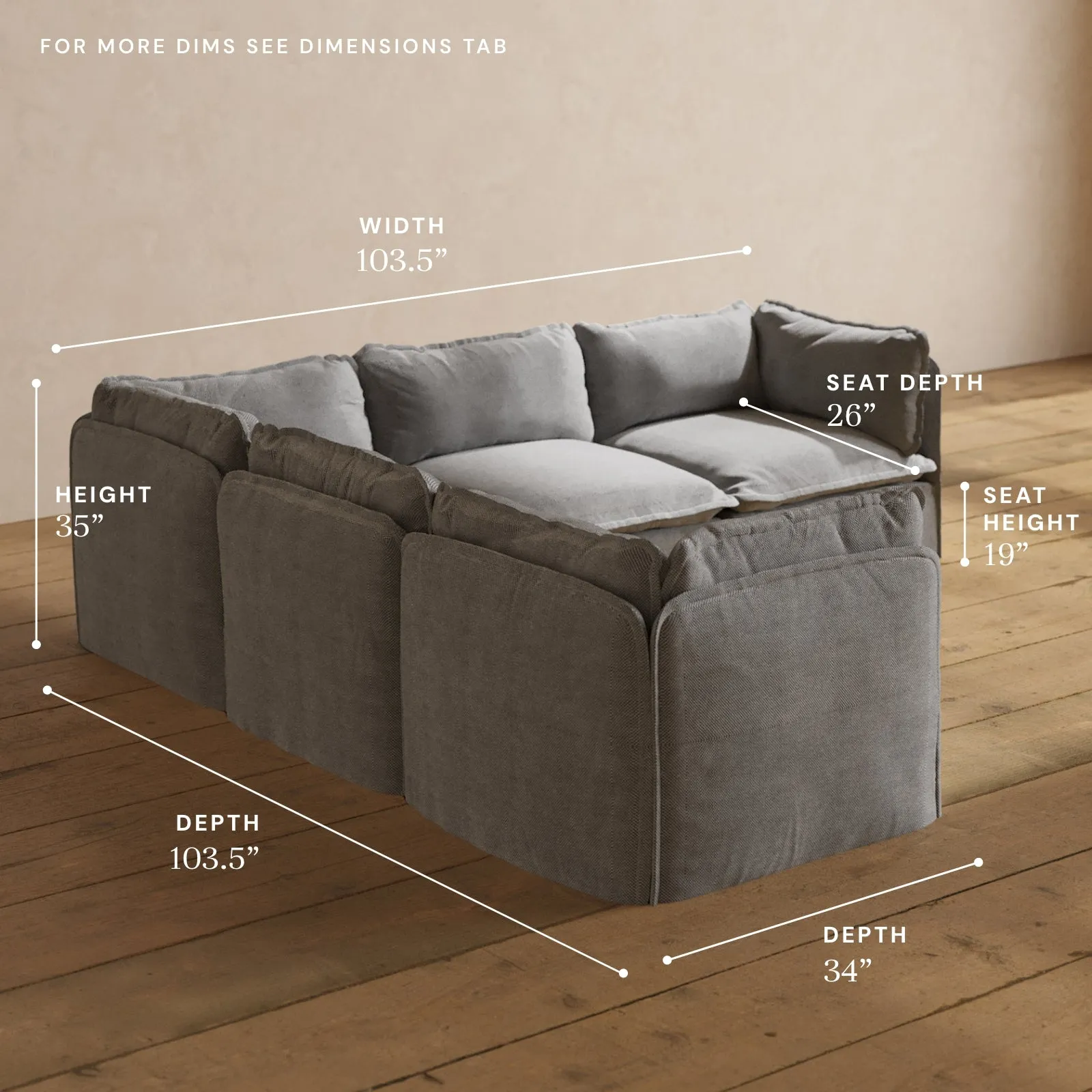 Modular Performance 5-Seater Corner Sectional in Ash | Deluxe Blend