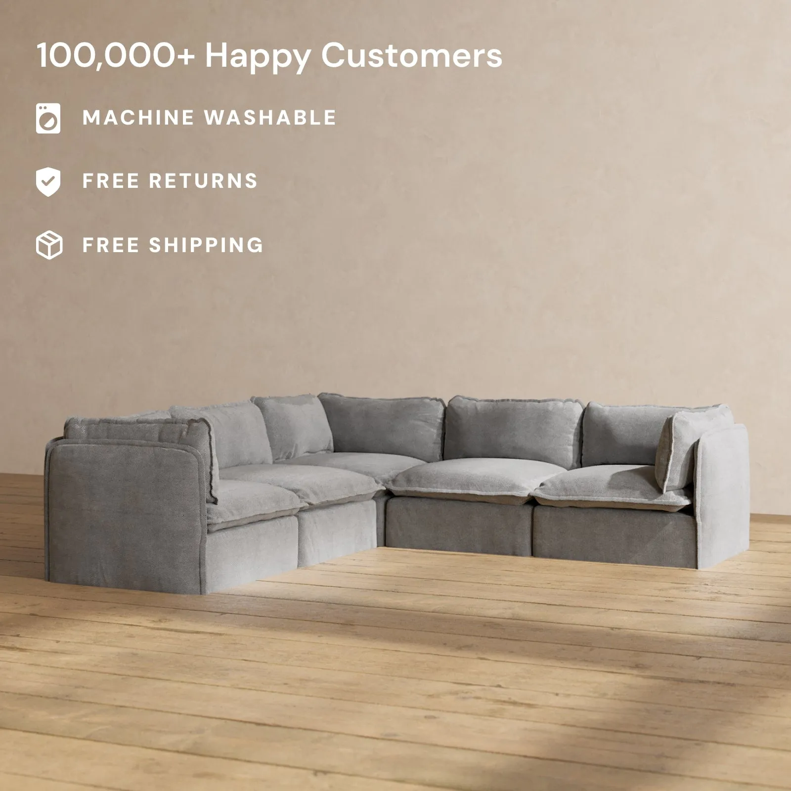 Modular Performance 5-Seater Corner Sectional in Ash | Deluxe Blend