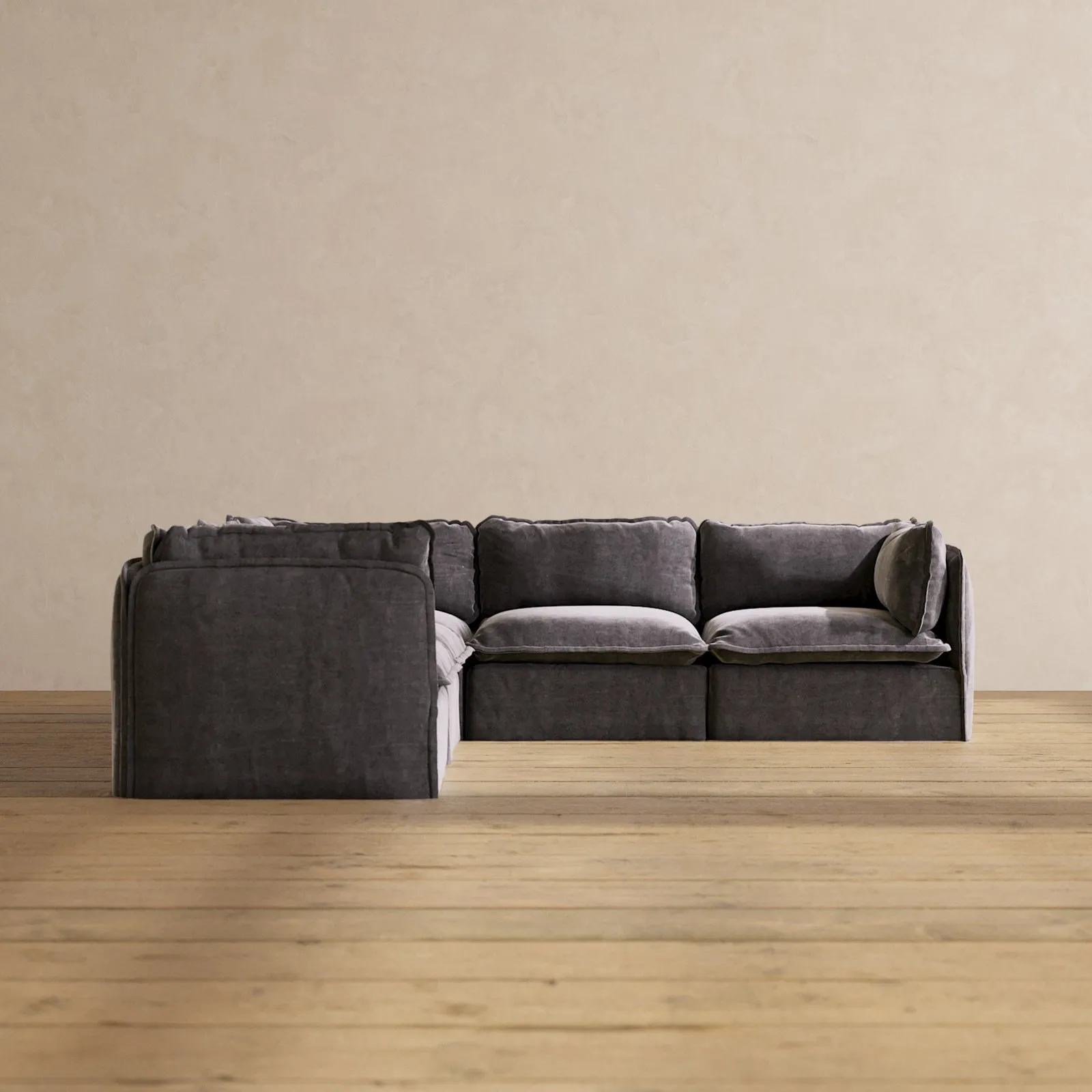 Modular Performance 5-Seater Corner Sectional in Cinder | Relaxed Blend