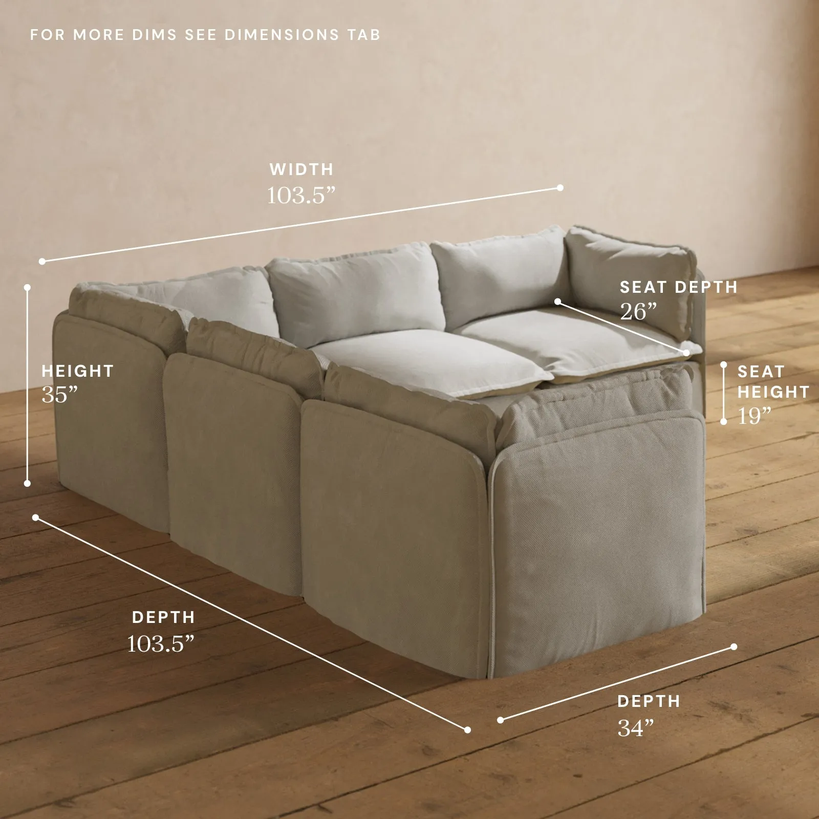Modular Performance 5-Seater Corner Sectional in Cloud | Deluxe Blend