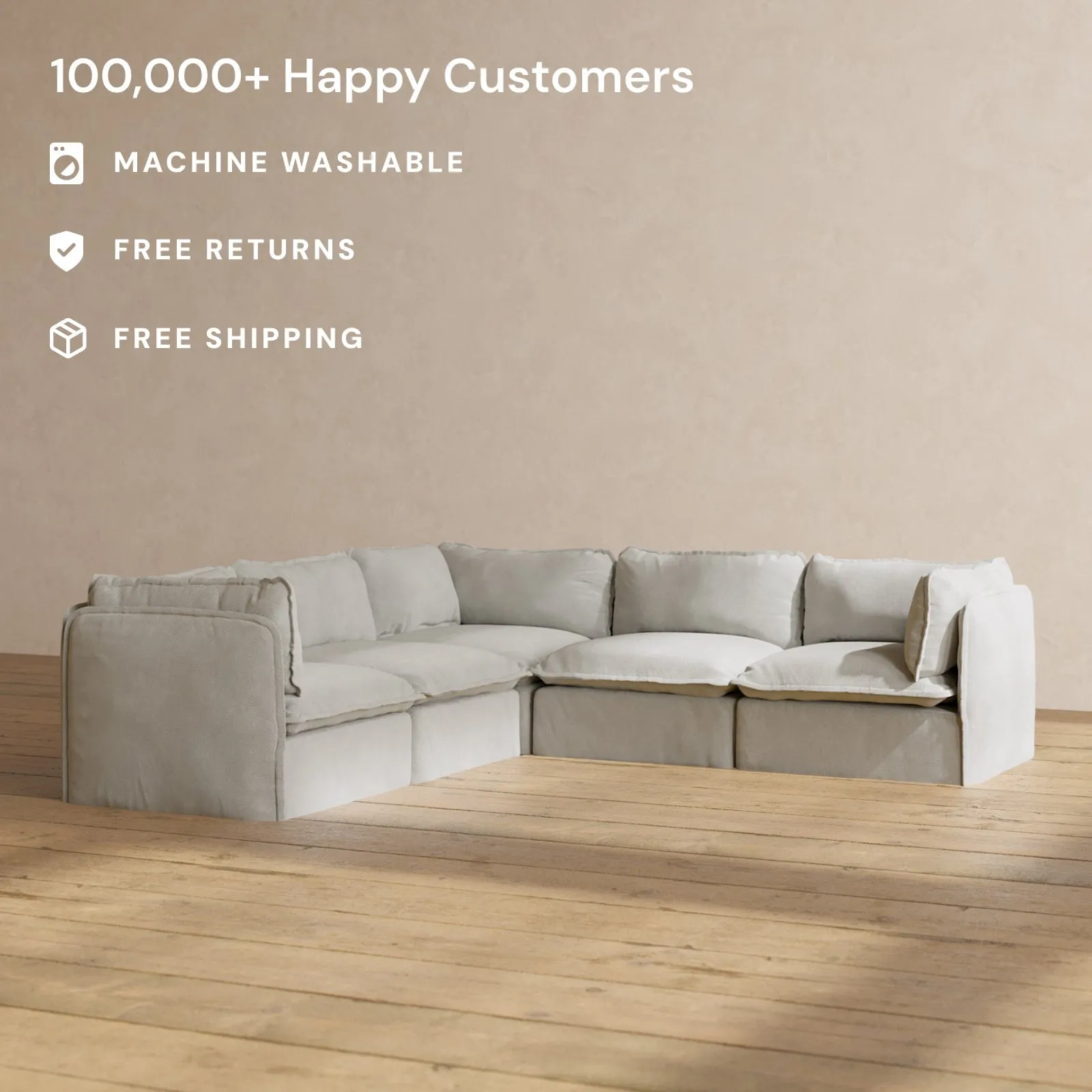 Modular Performance 5-Seater Corner Sectional in Cloud | Deluxe Blend