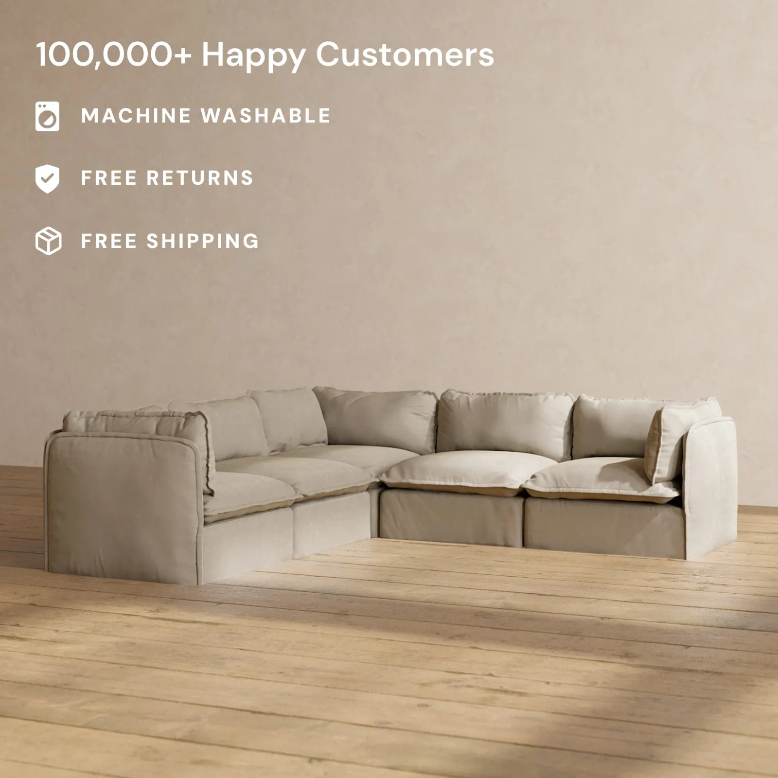 Modular Performance 5-Seater Corner Sectional in Dune | Deluxe Blend