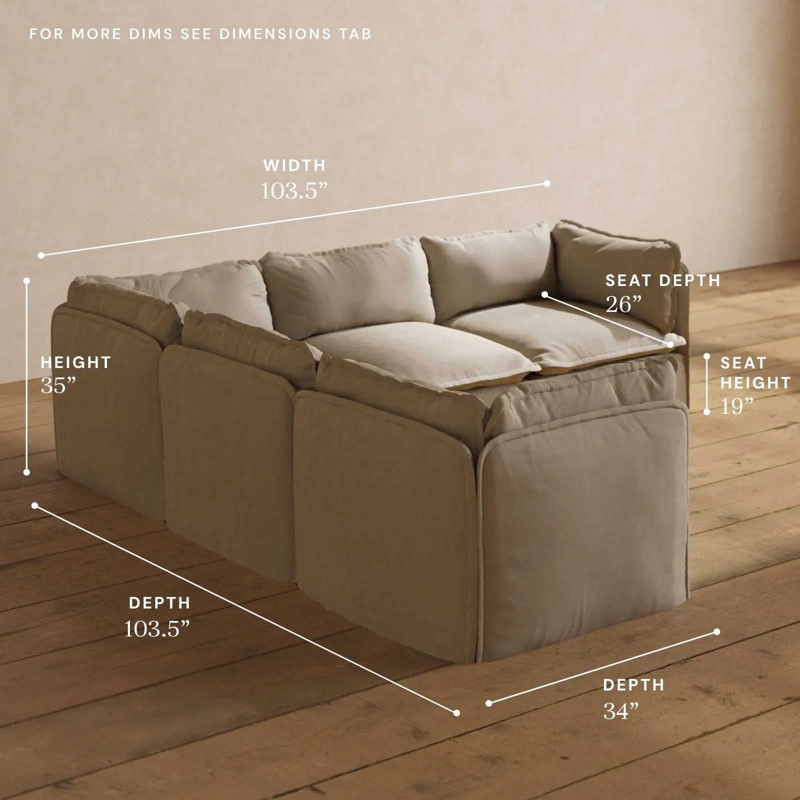 Modular Performance 5-Seater Corner Sectional in Dune | Relaxed Blend