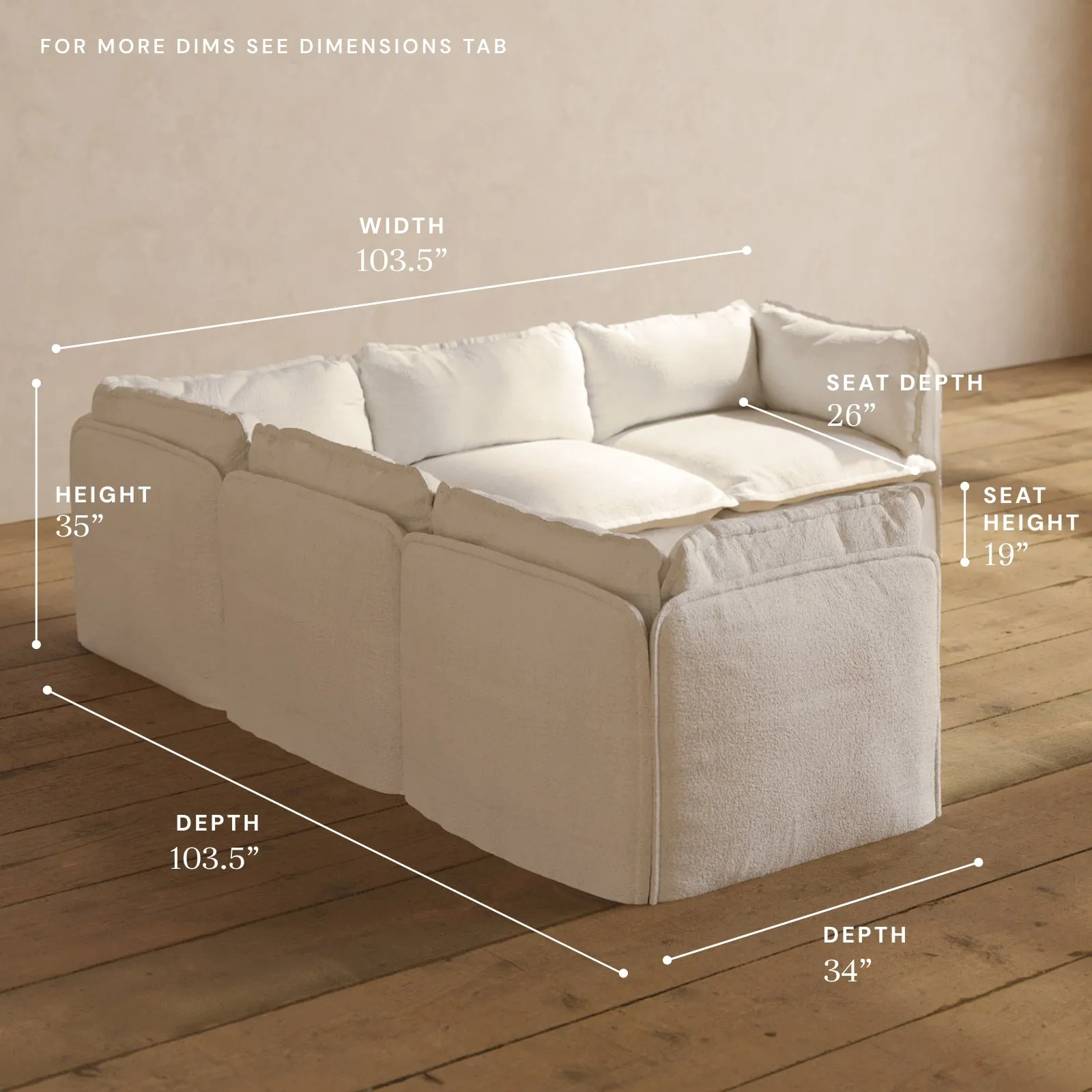 Modular Performance 5-Seater Corner Sectional in Mousse | Deluxe Blend