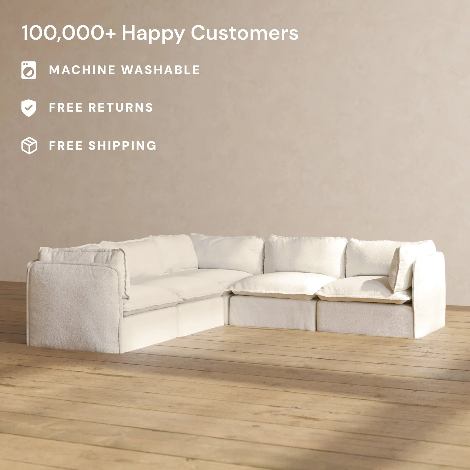 Modular Performance 5-Seater Corner Sectional in Mousse | Deluxe Blend