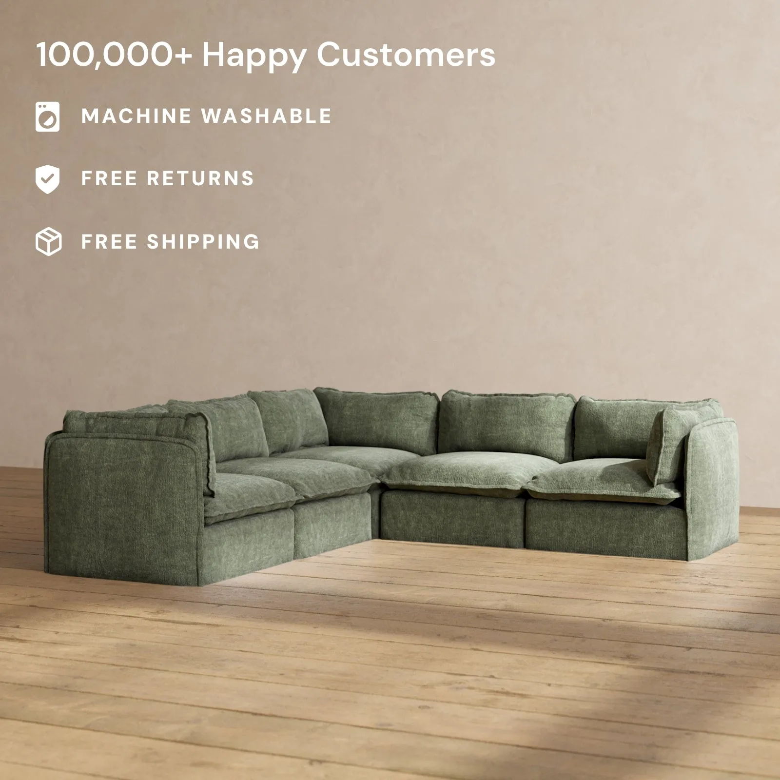 Modular Performance 5-Seater Corner Sectional in Willow | Relaxed Blend