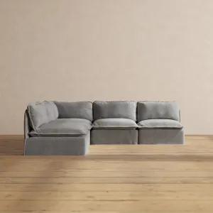 Modular Performance 5-Seater Open-Ends Corner Sectional in Ash | Deluxe Blend