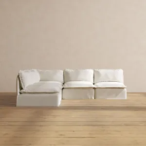 Modular Performance 5-Seater Open-Ends Corner Sectional in Eggshell | Relaxed Blend