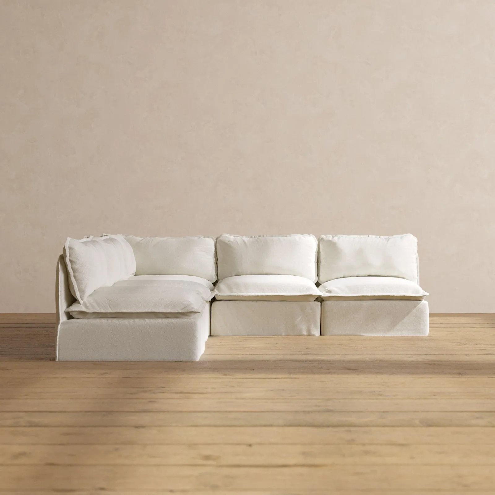 Modular Performance 5-Seater Open-Ends Corner Sectional in Eggshell | Relaxed Blend