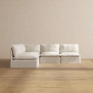 Modular Performance 5-Seater Open-Ends Corner Sectional in Flour | Deluxe Blend