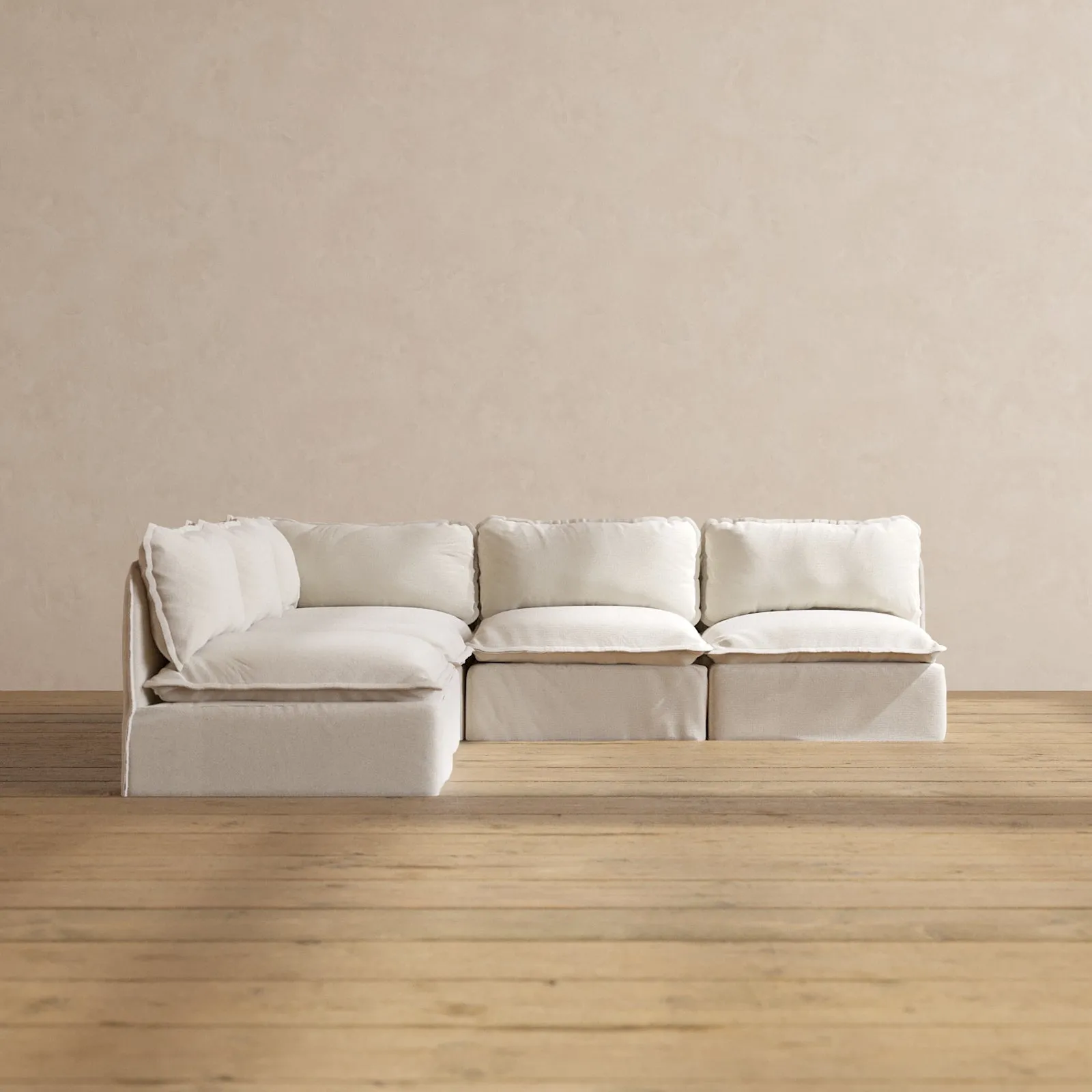 Modular Performance 5-Seater Open-Ends Corner Sectional in Flour | Relaxed Blend