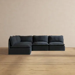 Modular Performance 5-Seater Open-Ends Corner Sectional in Indigo | Deluxe Blend