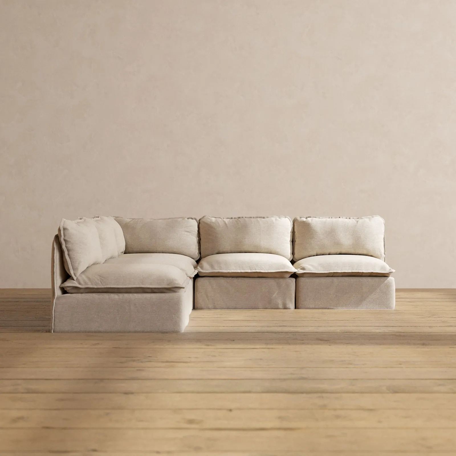 Modular Performance 5-Seater Open-Ends Corner Sectional in Oat | Relaxed Blend