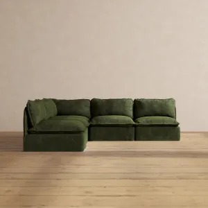 Modular Performance 5-Seater Open-Ends Corner Sectional in Olive | Relaxed Blend
