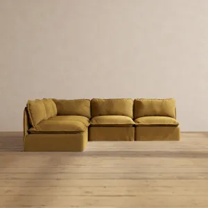 Modular Performance 5-Seater Open-Ends Corner Sectional in Toffee | Deluxe Blend