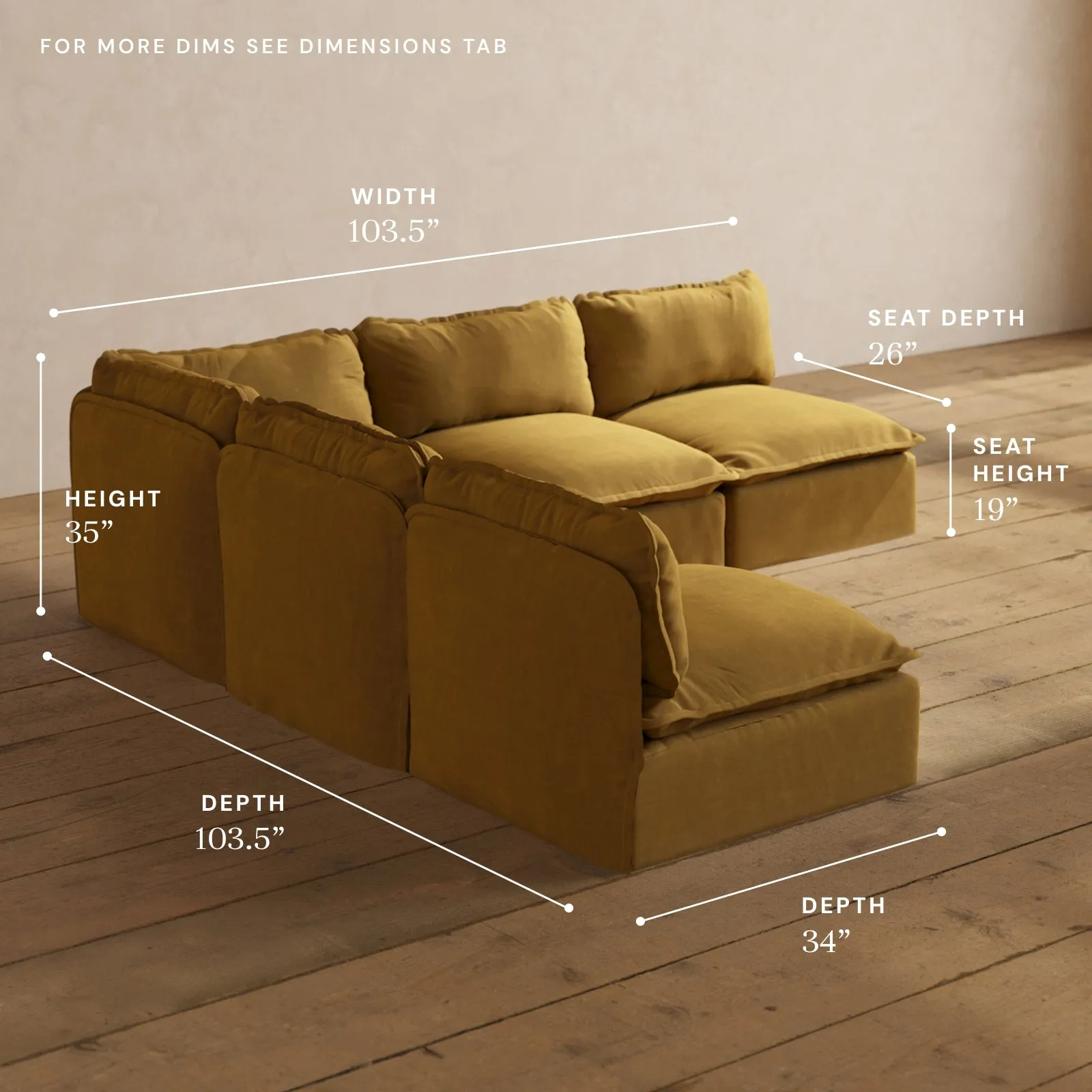 Modular Performance 5-Seater Open-Ends Corner Sectional in Toffee | Deluxe Blend
