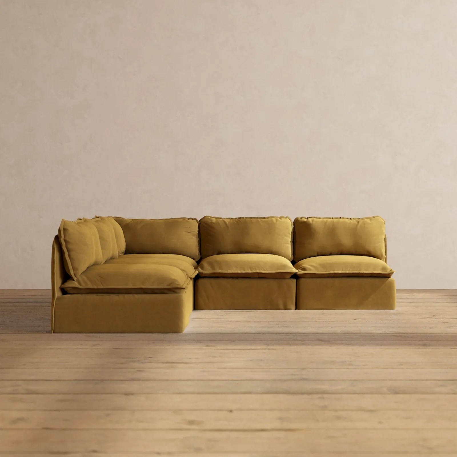 Modular Performance 5-Seater Open-Ends Corner Sectional in Toffee | Deluxe Blend