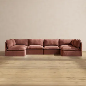Modular Performance 6-Seater Open-Ends U-Sectional in Chestnut | Deluxe Blend