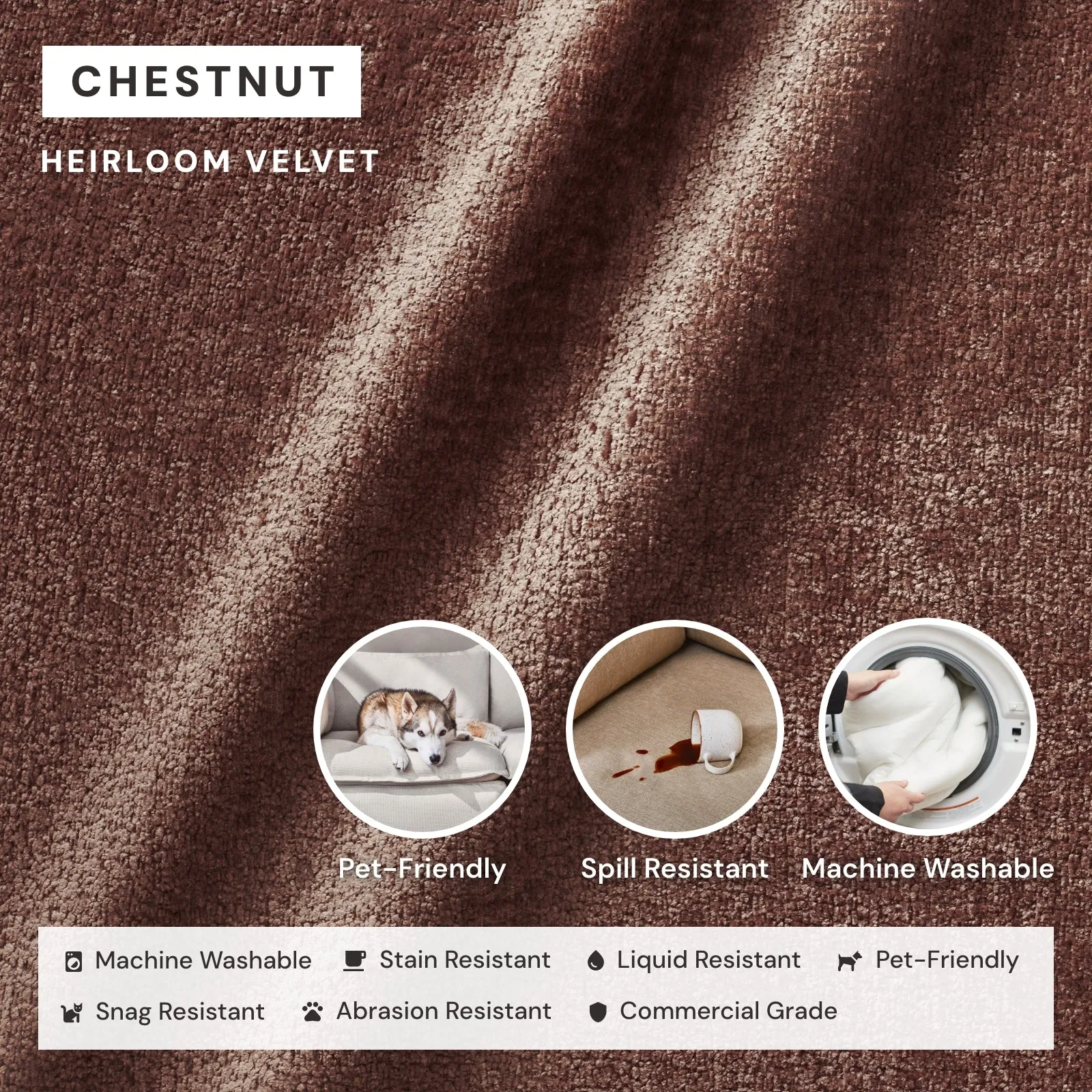 Modular Performance 6-Seater Open-Ends U-Sectional in Chestnut | Relaxed Blend