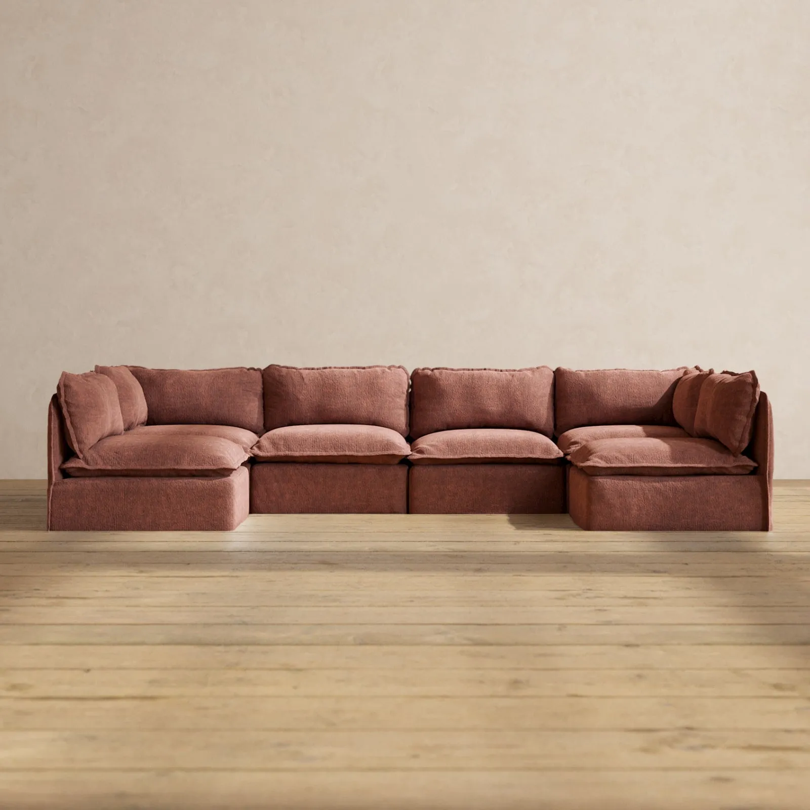 Modular Performance 6-Seater Open-Ends U-Sectional in Chestnut | Relaxed Blend