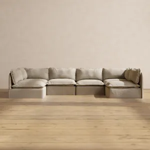 Modular Performance 6-Seater Open-Ends U-Sectional in Dune | Relaxed Blend