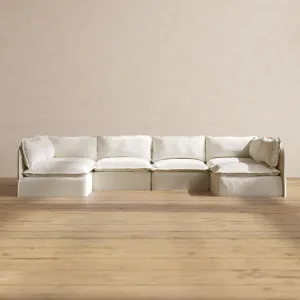 Modular Performance 6-Seater Open-Ends U-Sectional in Eggshell | Deluxe Blend