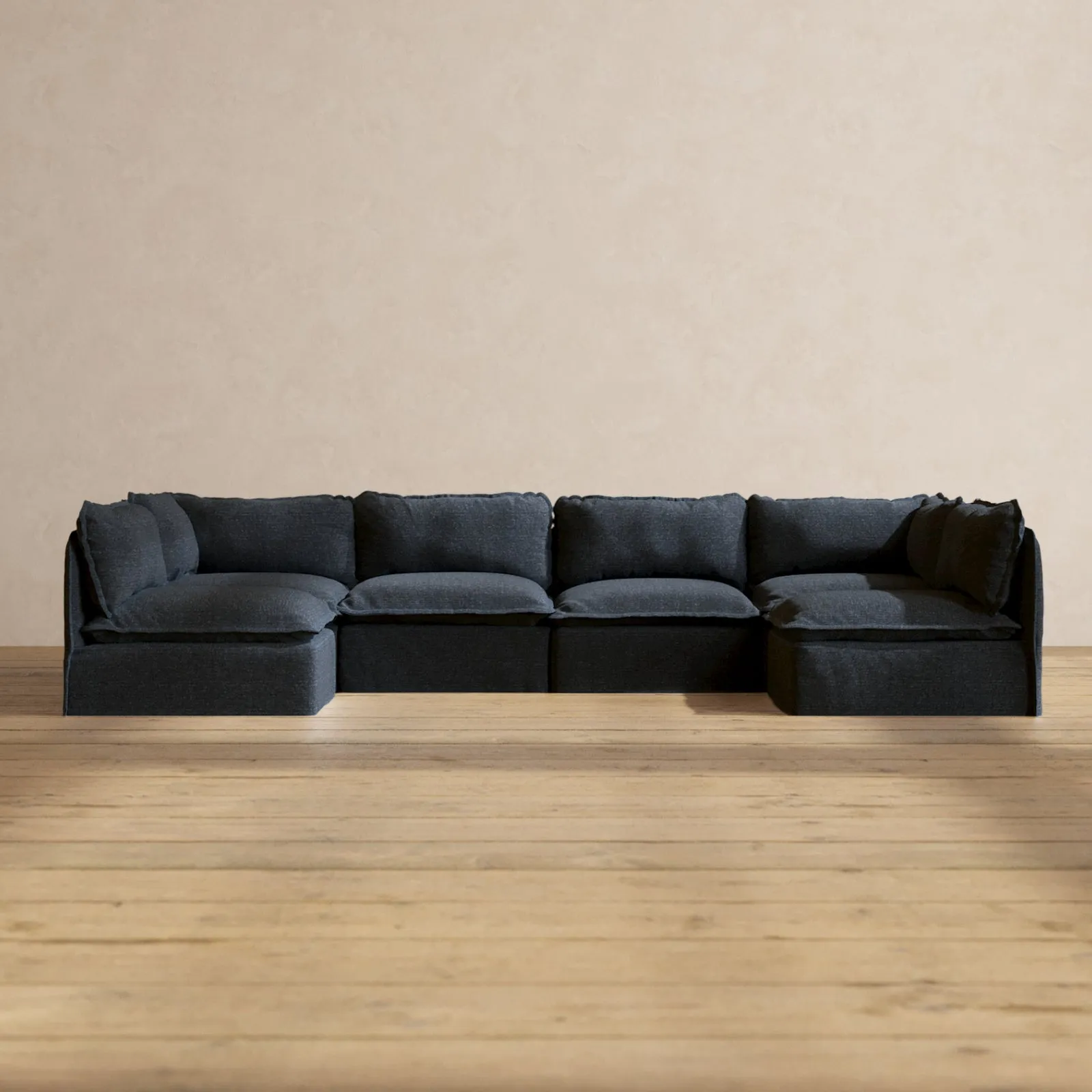 Modular Performance 6-Seater Open-Ends U-Sectional in Indigo | Relaxed Blend