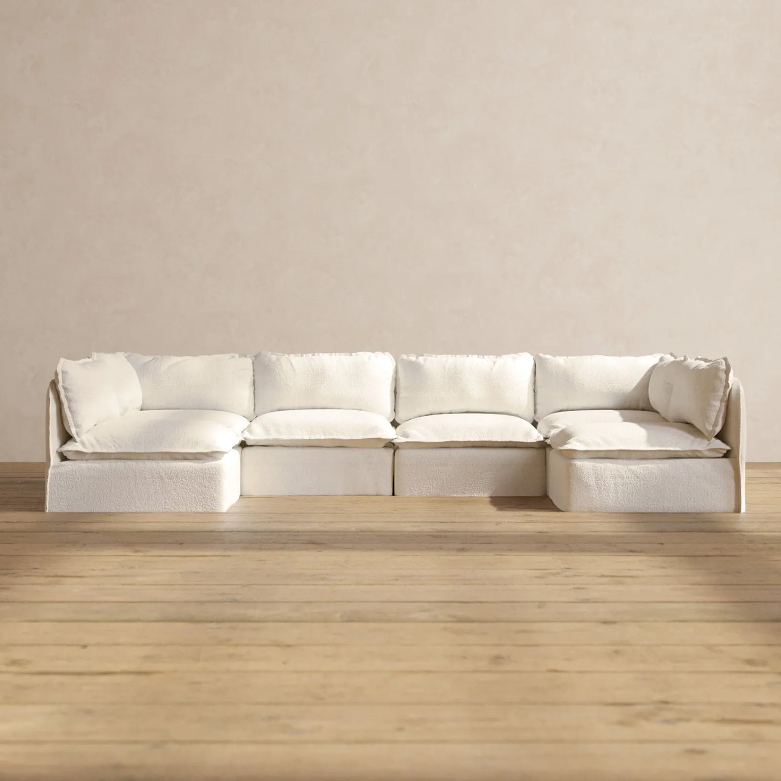 Modular Performance 6-Seater Open-Ends U-Sectional in Mousse | Relaxed Blend