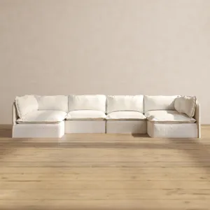 Modular Performance 6-Seater Open-Ends U-Sectional in Mousse | Relaxed Blend