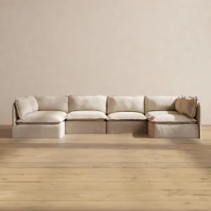 Modular Performance 6-Seater Open-Ends U-Sectional in Oat | Deluxe Blend