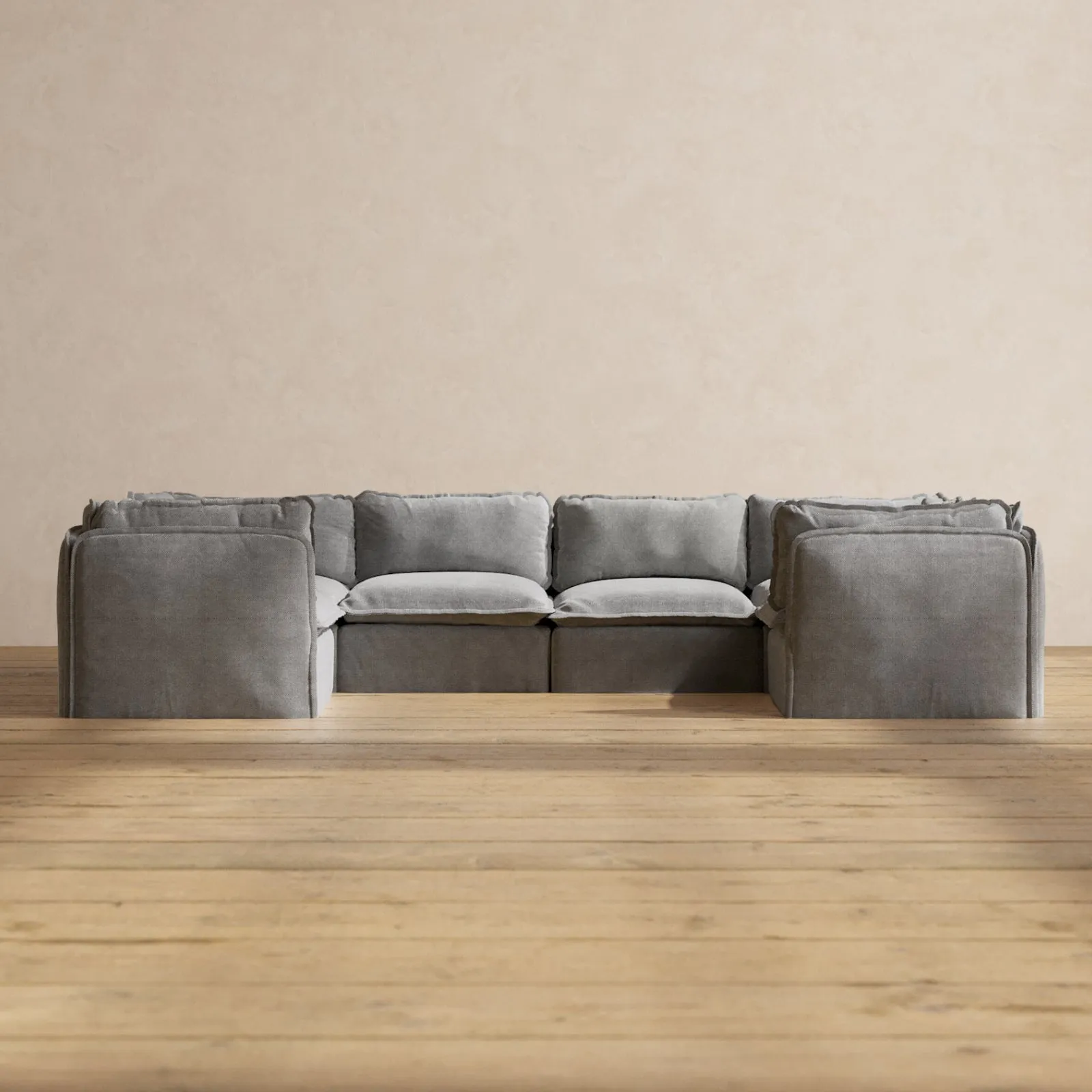 Modular Performance 6-Seater U-Sectional in Ash | Deluxe Blend