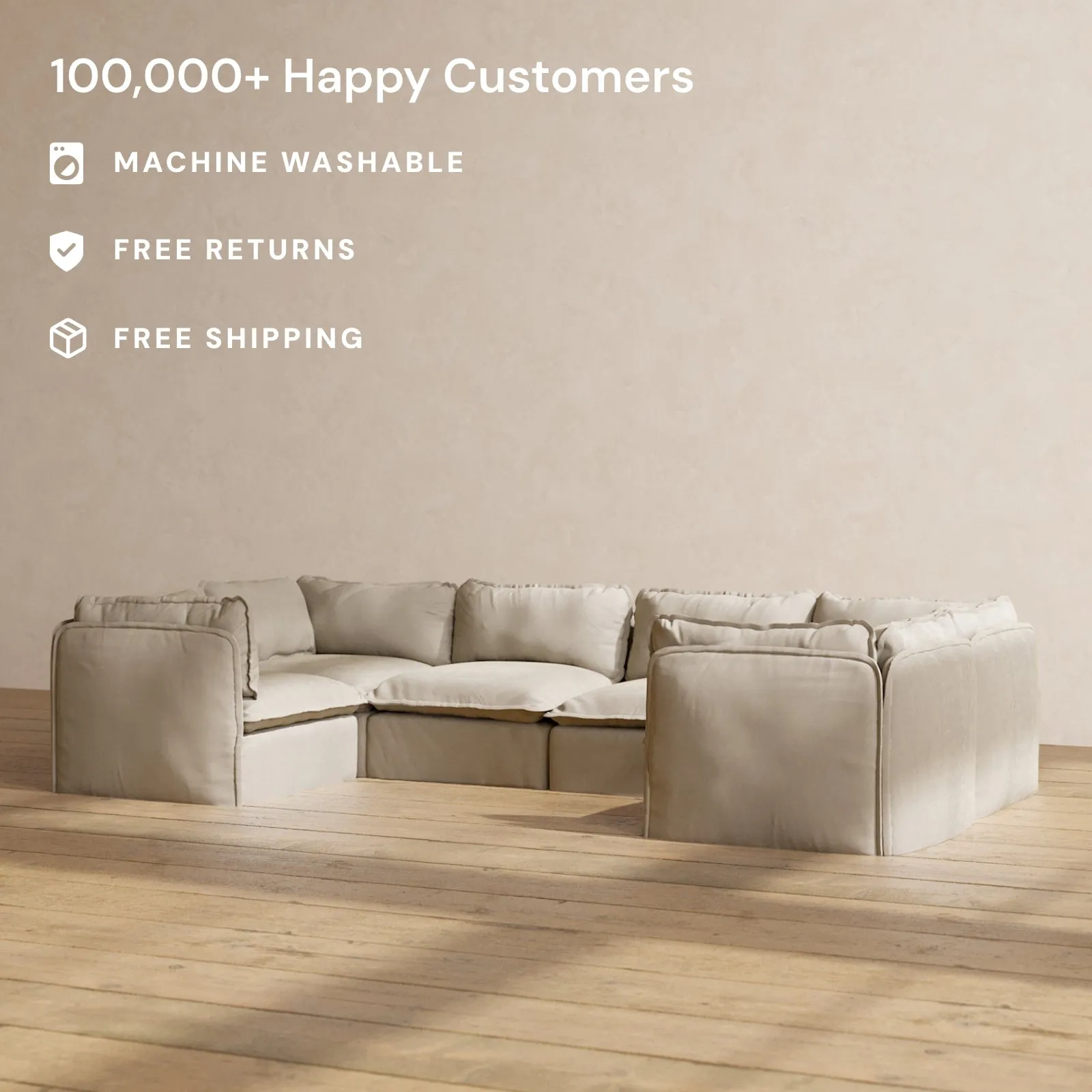 Modular Performance 6-Seater U-Sectional in Dune | Deluxe Blend