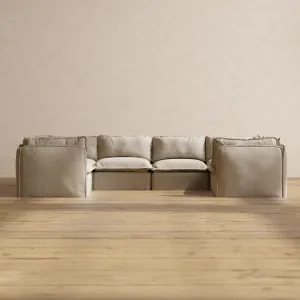 Modular Performance 6-Seater U-Sectional in Dune | Deluxe Blend
