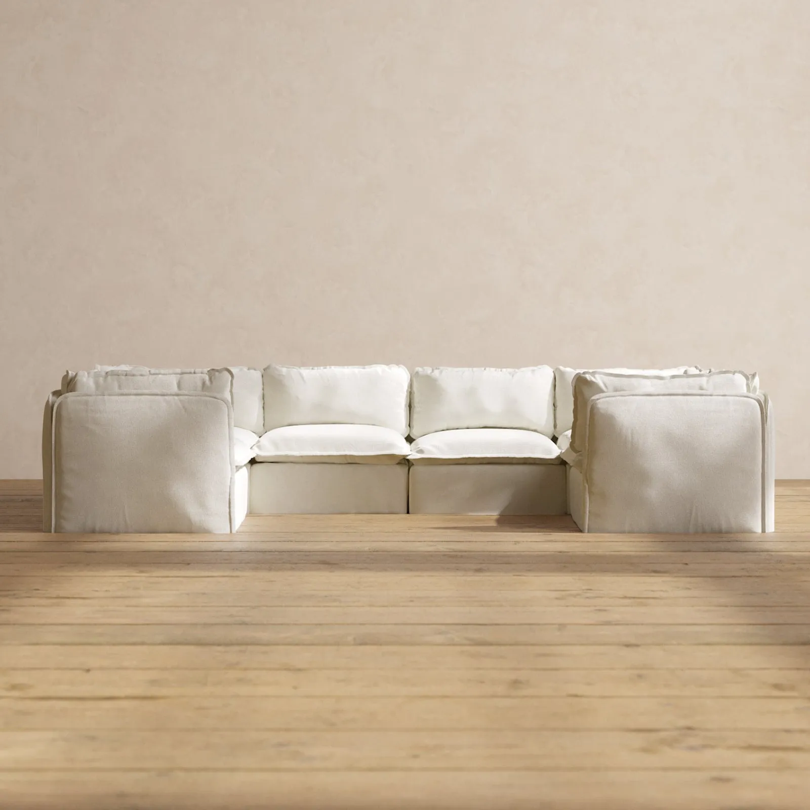 Modular Performance 6-Seater U-Sectional in Eggshell | Relaxed Blend