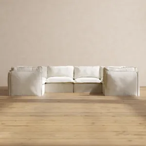 Modular Performance 6-Seater U-Sectional in Eggshell | Relaxed Blend
