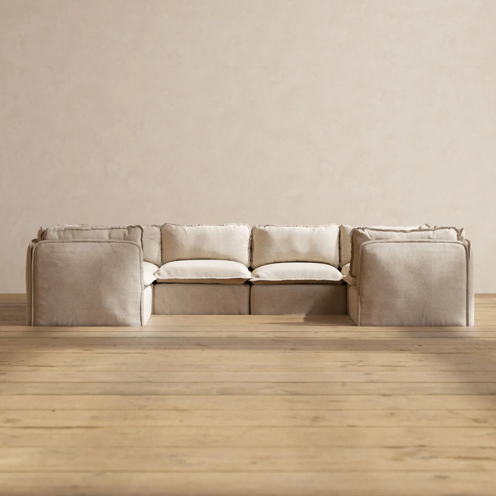Modular Performance 6-Seater U-Sectional in Oat | Relaxed Blend