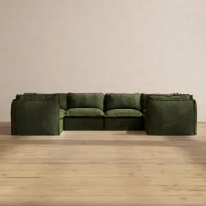 Modular Performance 6-Seater U-Sectional in Olive | Deluxe Blend