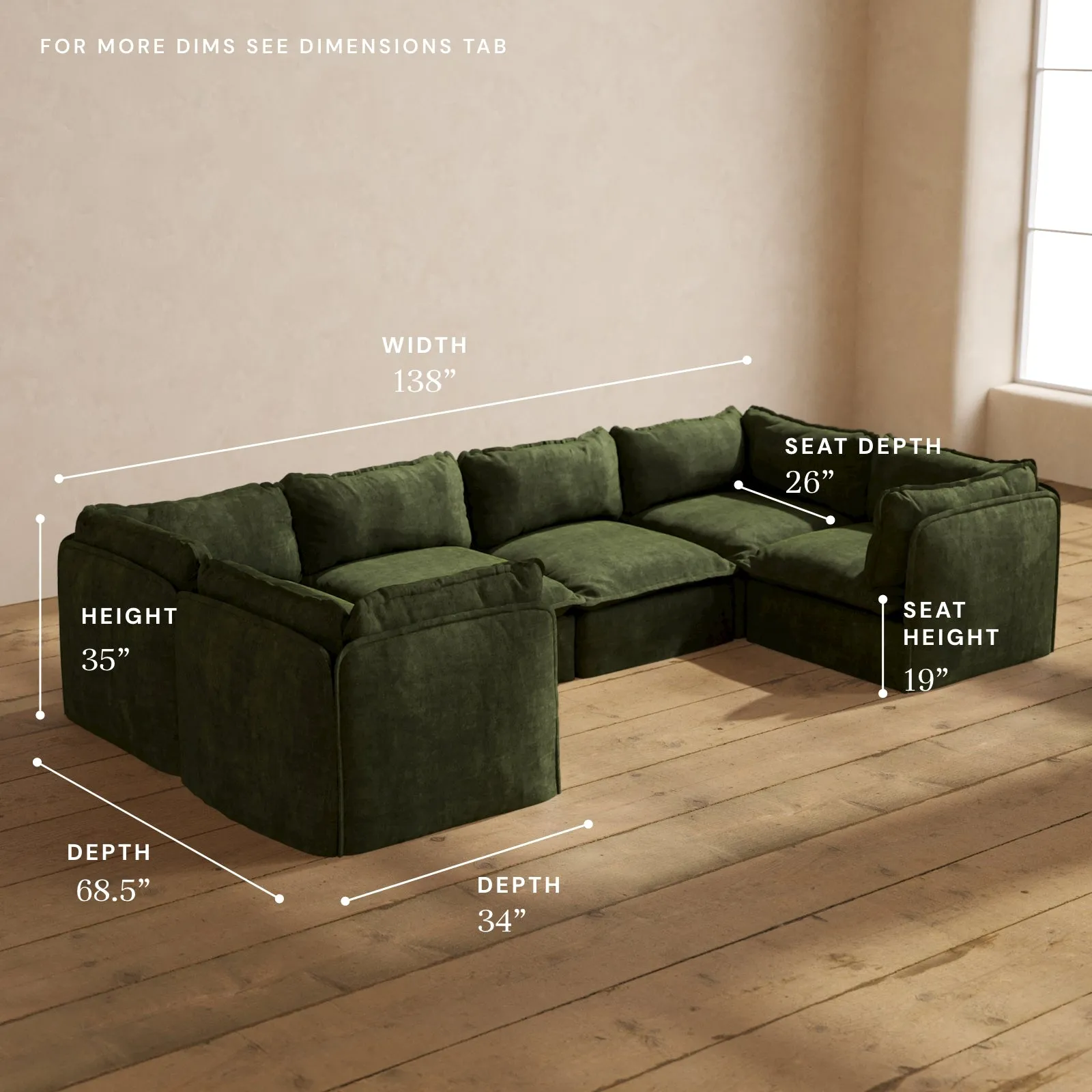Modular Performance 6-Seater U-Sectional in Olive | Deluxe Blend