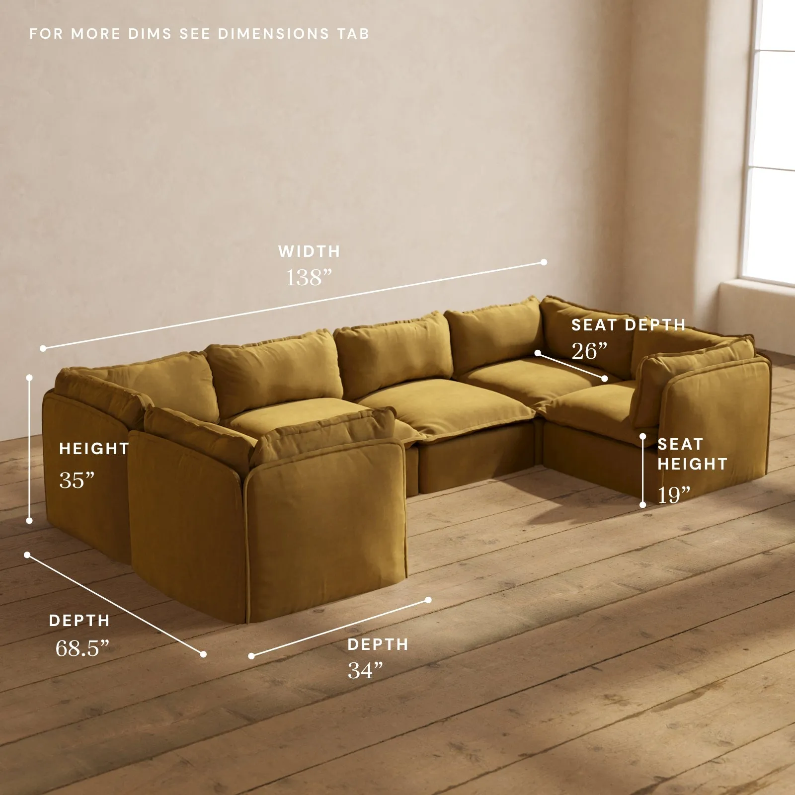 Modular Performance 6-Seater U-Sectional in Toffee | Deluxe Blend