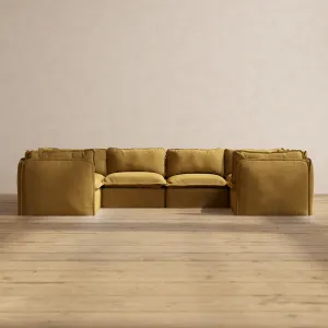 Modular Performance 6-Seater U-Sectional in Toffee | Deluxe Blend