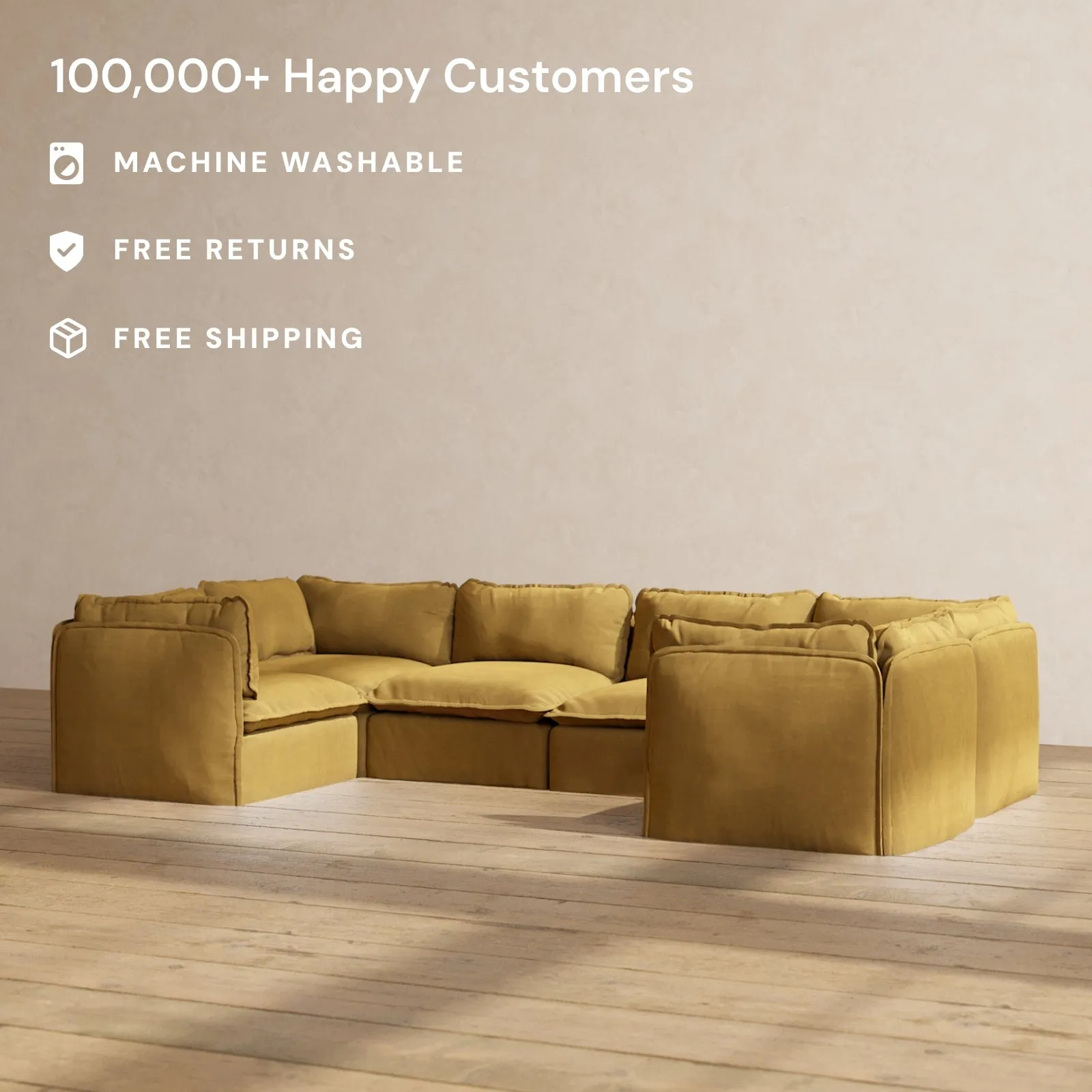 Modular Performance 6-Seater U-Sectional in Toffee | Deluxe Blend