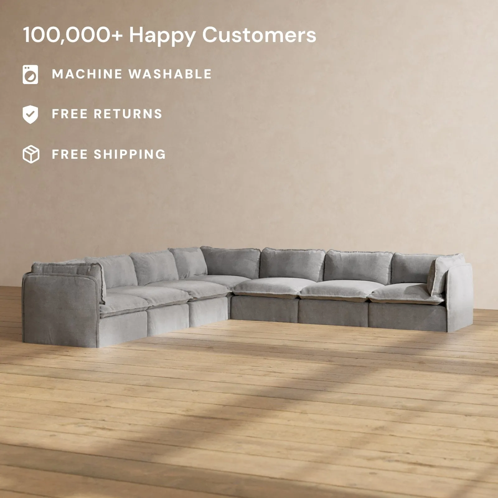 Modular Performance 7-Seater Corner Sectional in Ash | Deluxe Blend