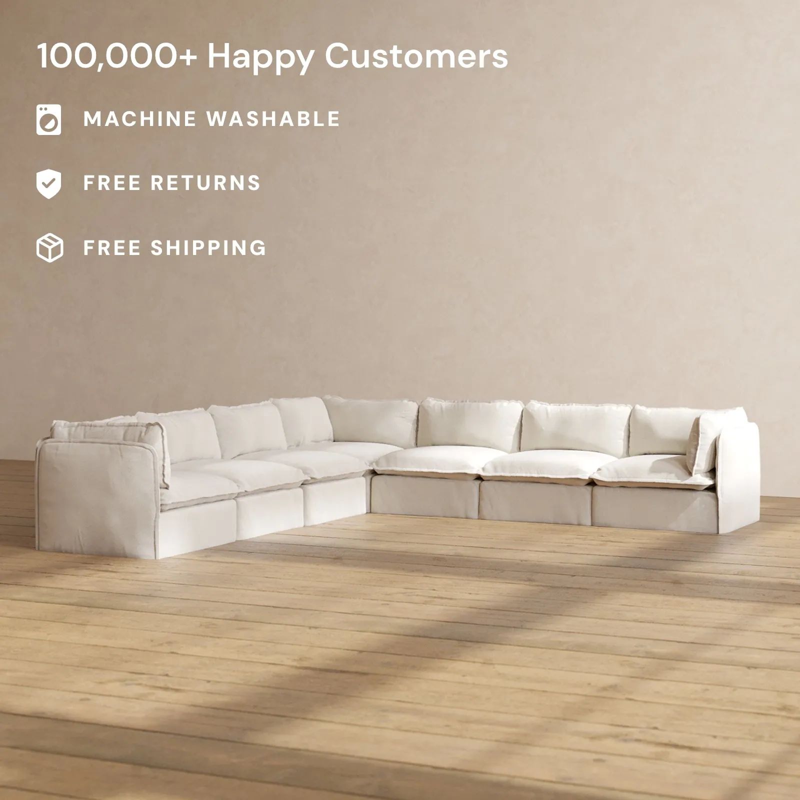 Modular Performance 7-Seater Corner Sectional in Flour | Deluxe Blend