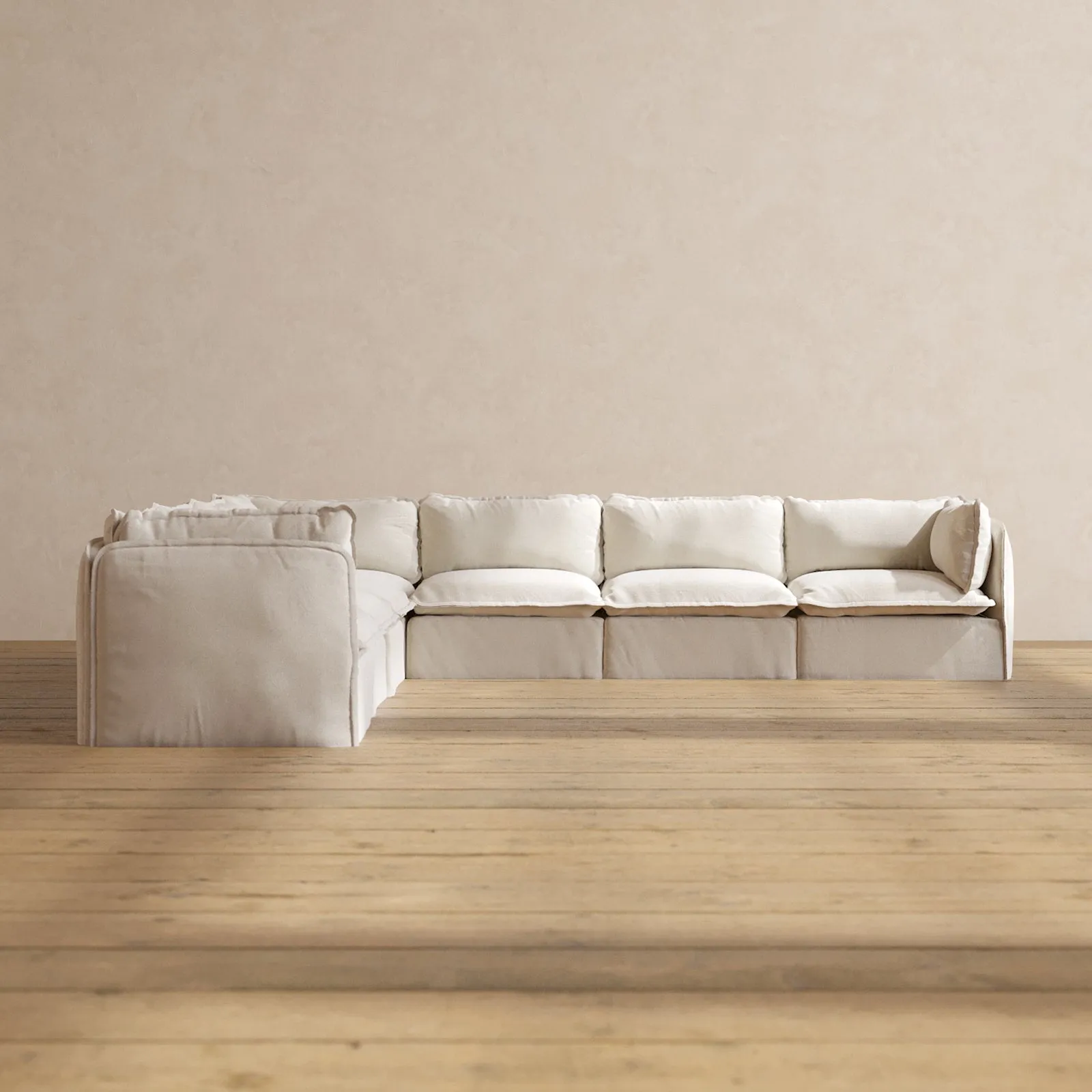 Modular Performance 7-Seater Corner Sectional in Flour | Relaxed Blend
