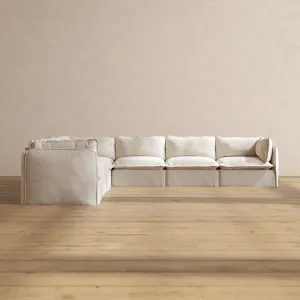 Modular Performance 7-Seater Corner Sectional in Flour | Relaxed Blend