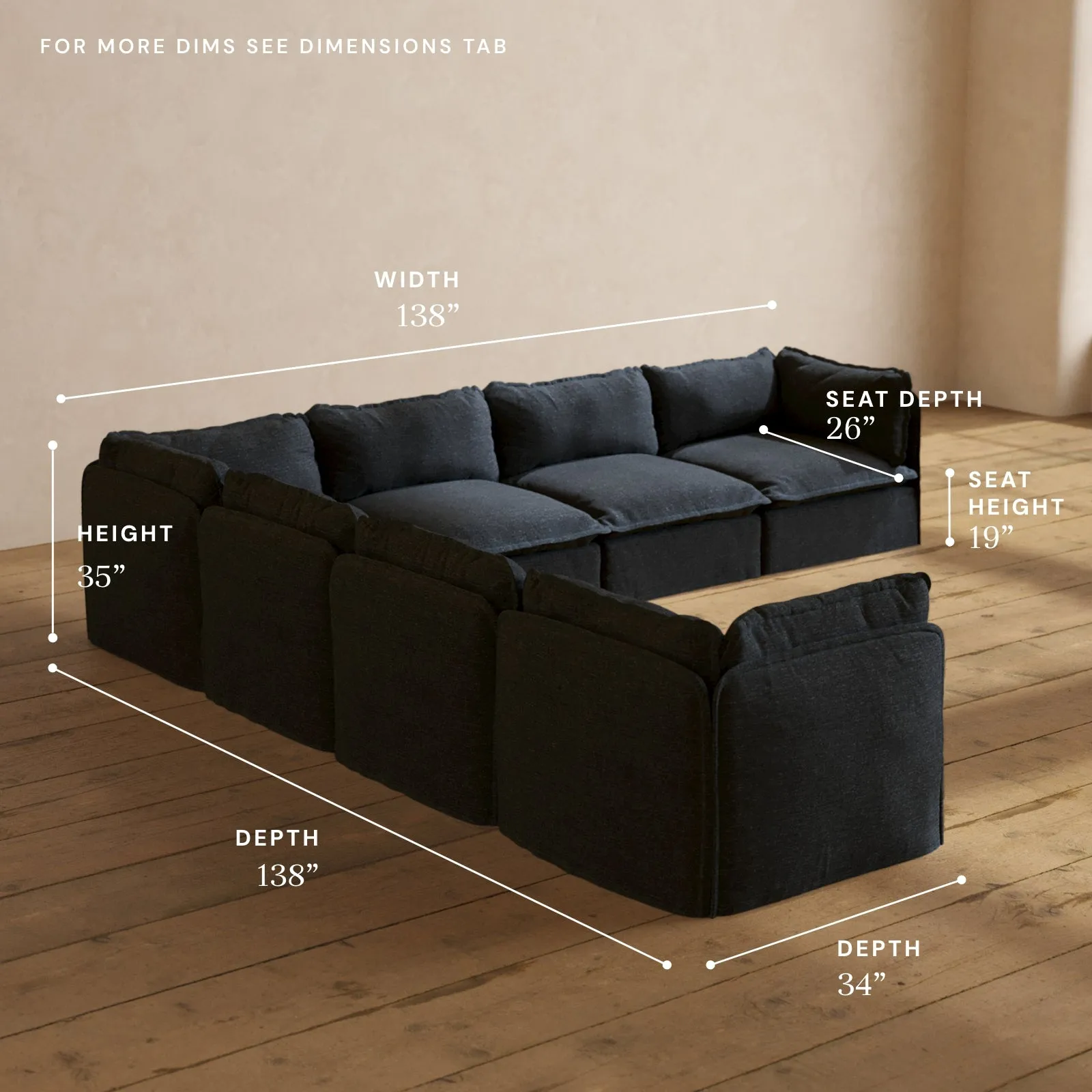 Modular Performance 7-Seater Corner Sectional in Indigo | Deluxe Blend